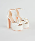 Fashion Strut Satin Rose Platform Heels
