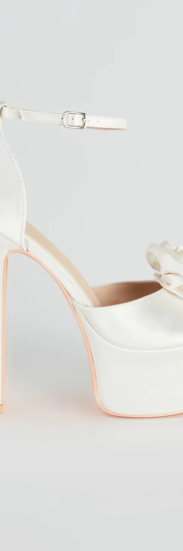 Fashion Strut Satin Rose Platform Heels