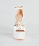 Fashion Strut Satin Rose Platform Heels