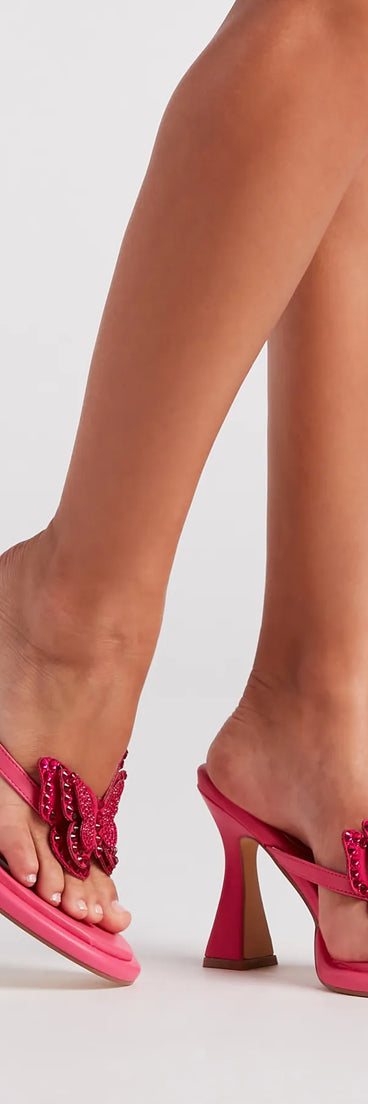 Ultimate Glam Girl Rhinestone Butterfly Stiletto Heels