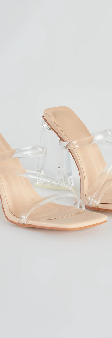 Stay Clear PVC Strappy Lucite Block Heels