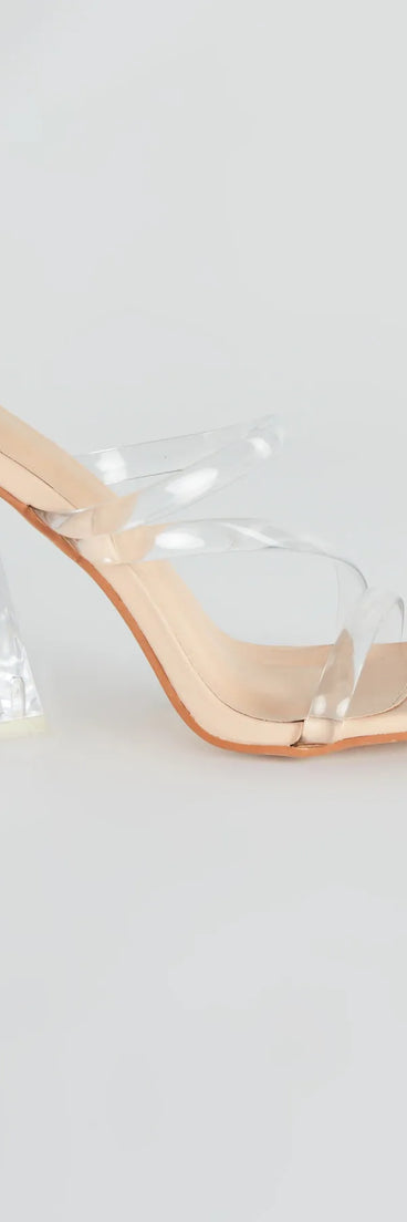 Stay Clear PVC Strappy Lucite Block Heels