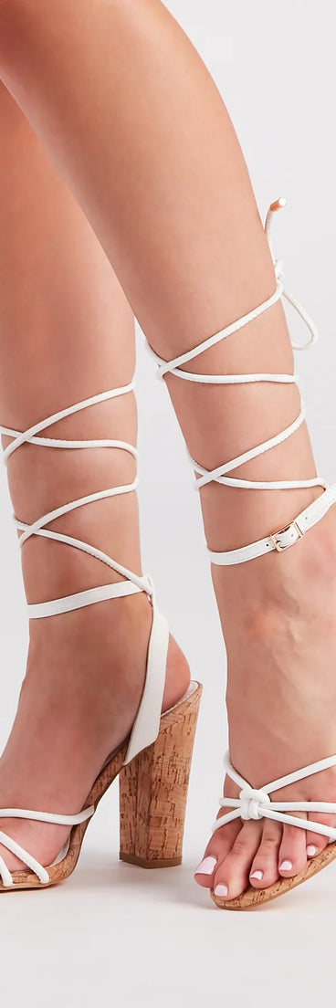 Cute Find Lace-Up Cork Block Heels