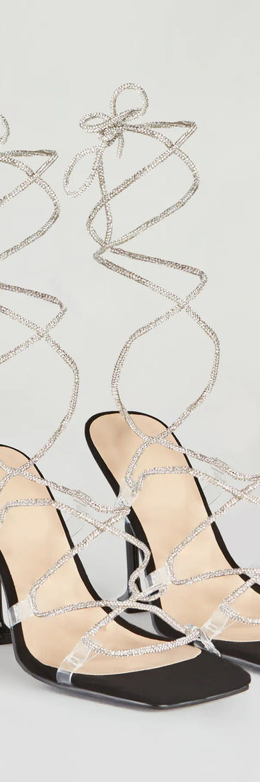 Lace-Up In Rhinestone Stiletto Heels