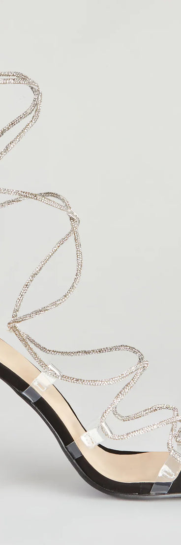 Lace-Up In Rhinestone Stiletto Heels