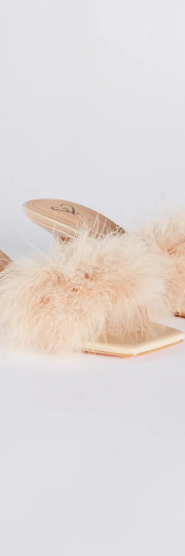Diva Cutie Marabou Kitten Heel Mules