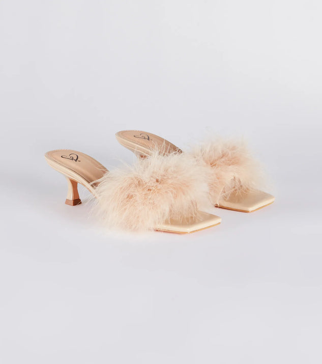 Diva Cutie Marabou Kitten Heel Mules & Windsor
