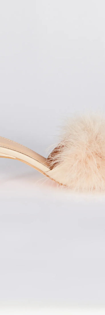 Diva Cutie Marabou Kitten Heel Mules