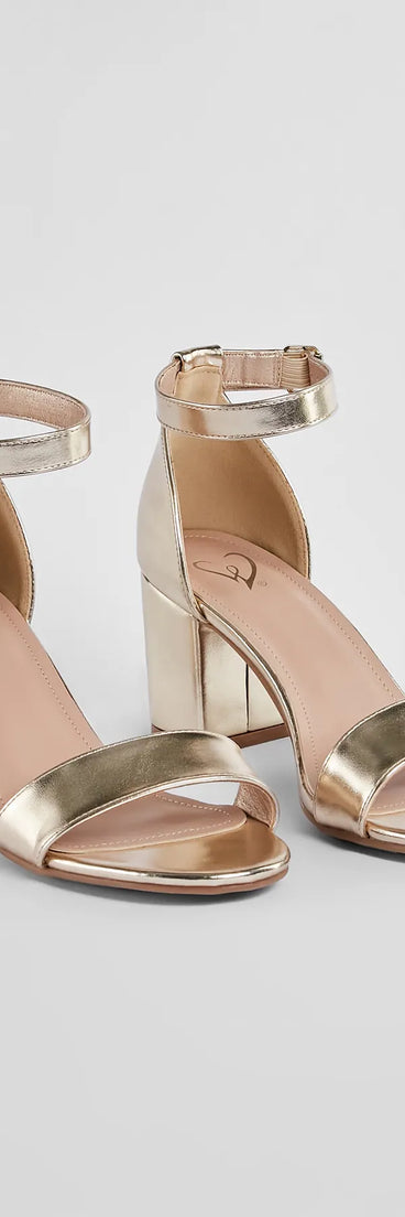Shine Factor Metallic Low-Block Heels