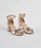 Shine Factor Metallic Low-Block Heels