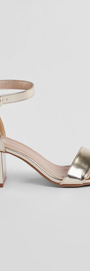 Shine Factor Metallic Low-Block Heels