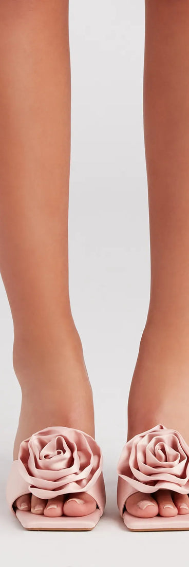 Chic Stunner Satin Rosette Stiletto Mules