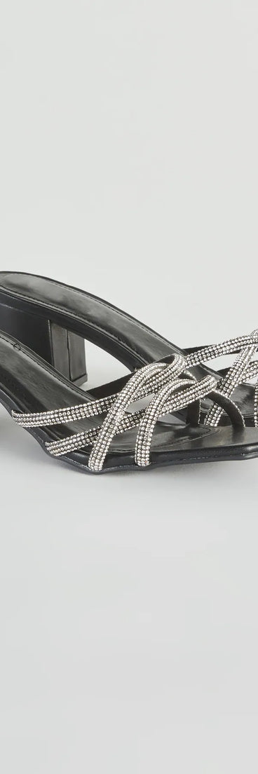 Time To Sparkle Rhinestone Low-Heel Mules