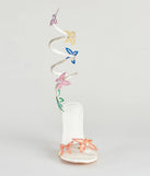 Fly Away Butterfly Applique Spiral Strap Heels