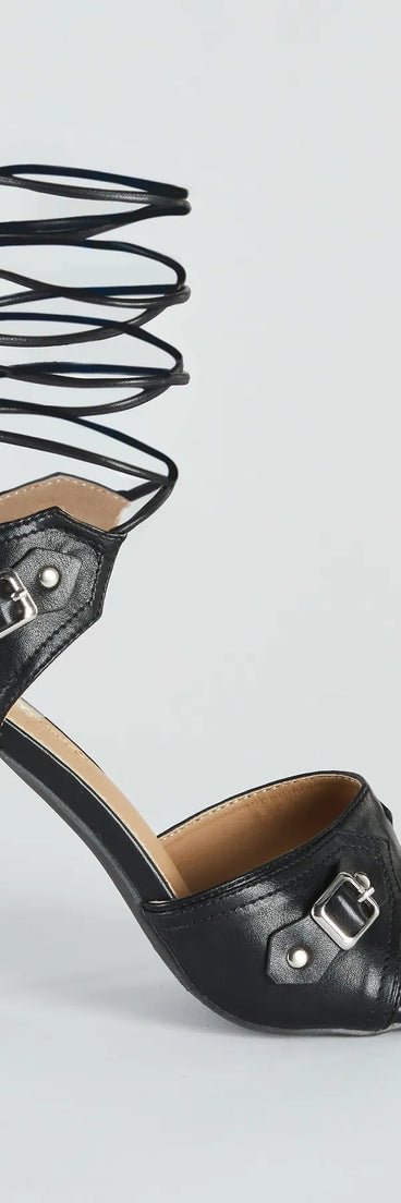 Strapped In Edge Buckle Detail Stiletto Heels