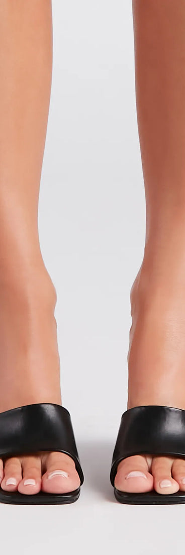 Step In Style Square Toe Block Heel Mules