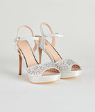 Time To Strut Glitter Flower Stiletto Heels