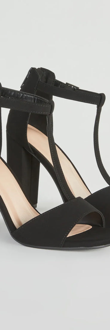 Perfect To A T-Strap Nubuck Block Heels