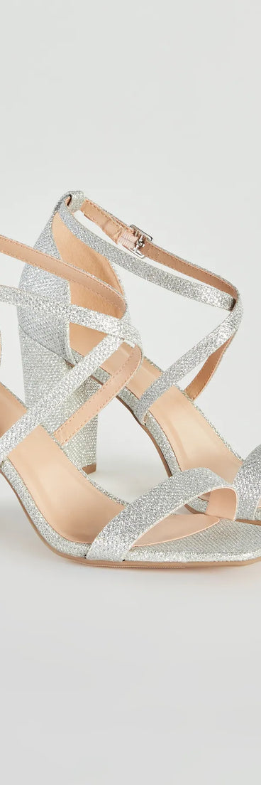 About The Sparkle Glitter Mesh Block Heels