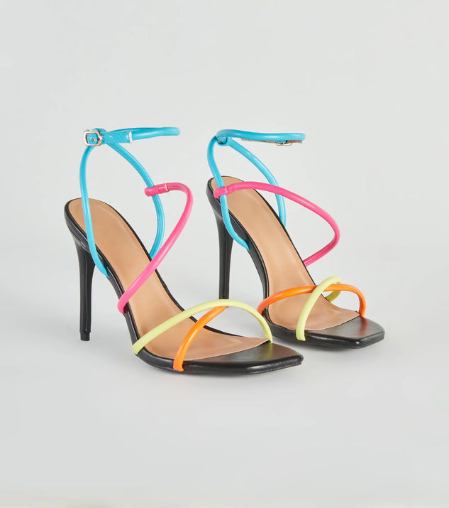 Strappy multi colored heels deals