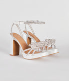 Glamorous Evening Rhinestone Bow Block Heels