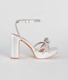 Glamorous Evening Rhinestone Bow Block Heels