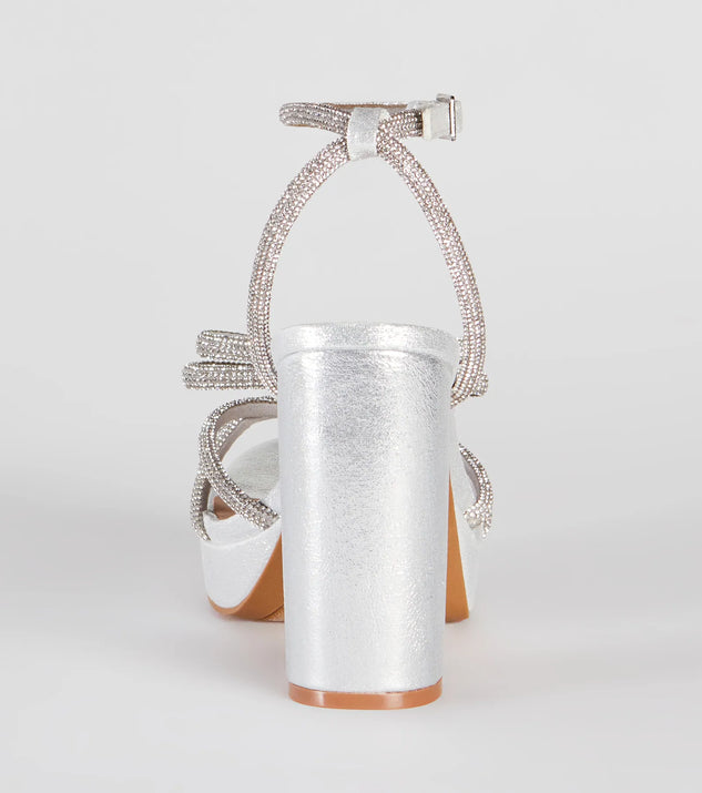 Glamorous Evening Rhinestone Bow Block Heels | Windsor