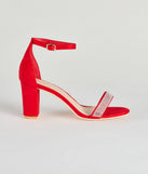 Simple Glam Style Rhinestone Strap Block Heels