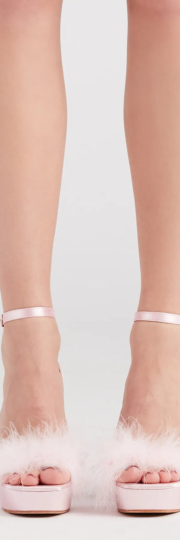 Make Em' Wink Marabou Platform Block Heels