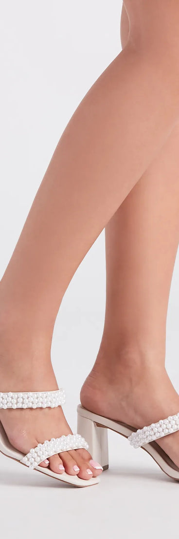 A Fine Romance Faux Pearl Strap Mules