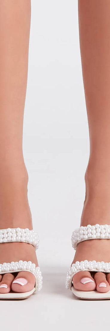 A Fine Romance Faux Pearl Strap Mules