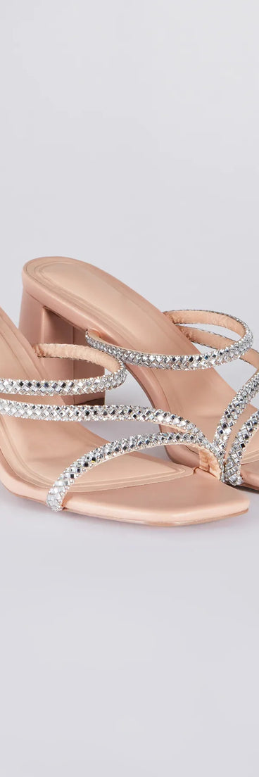 Step Out In Sparkle Rhinestone Low-Heel Mules