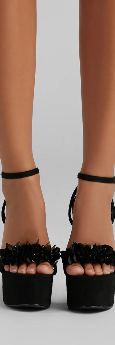 An Evening Out Floral Platform Block Heels