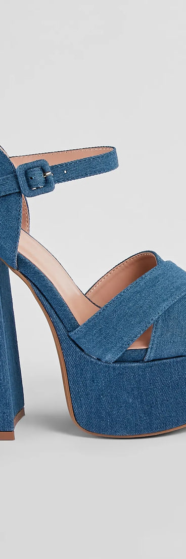 Carpe Denim Platform Block Heels