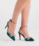 Chic Perfection Rhinestone Bow Satin Pumps