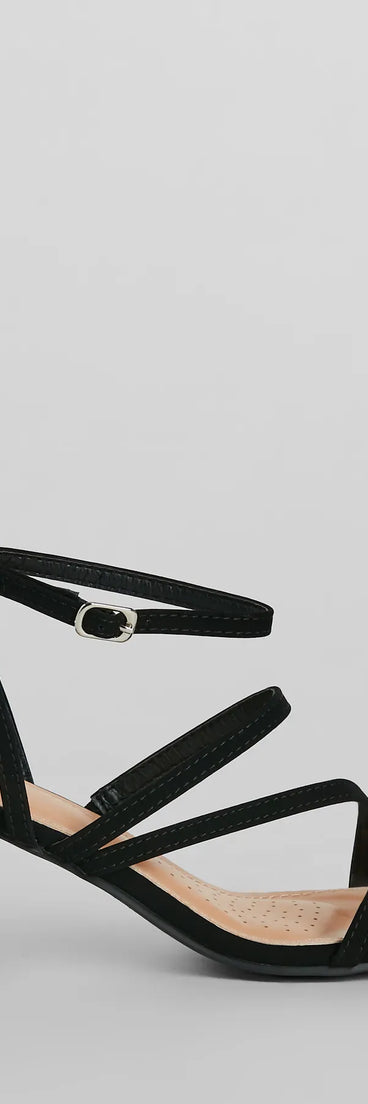 Elevate your work wardrobe with the Simply Slay Strappy Nubuck Block Heels in black, a versatile women's shoe perfect for the office; that combines style with comfort for seamless desk-to-dinner transitions.