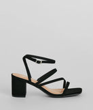 Elevate your work wardrobe with the Simply Slay Strappy Nubuck Block Heels in black, a versatile women's shoe perfect for the office; that combines style with comfort for seamless desk-to-dinner transitions.