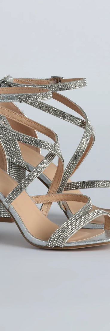 Feeling Like A Diva Rhinestone Block Heels