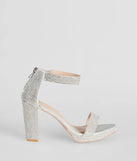 Shimmer In Rhinestone Block Heels