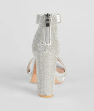 Shimmer In Rhinestone Block Heels