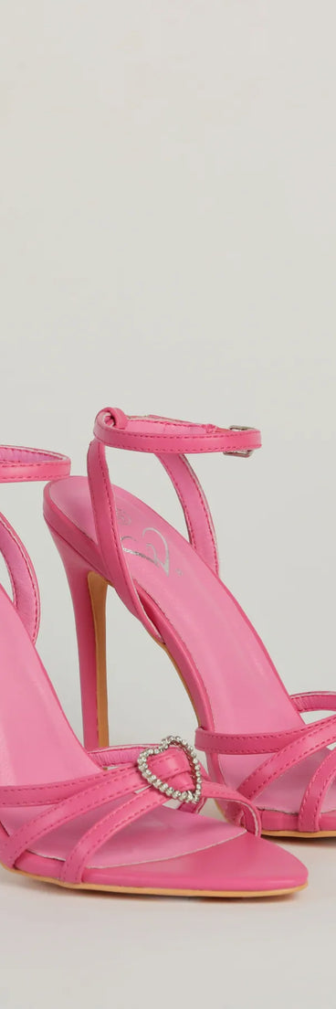 So You Rhinestone Heart Strappy Stiletto Heels