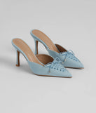 Vintage Allure Lace-Up Denim Stiletto Pumps