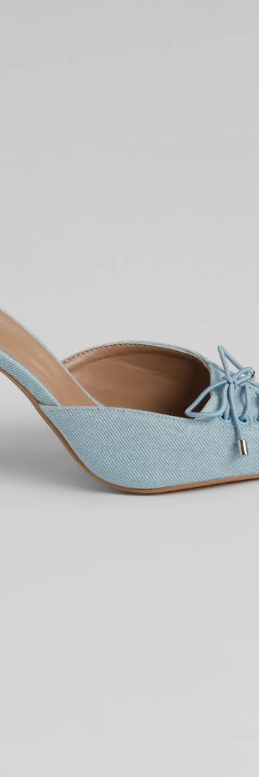 Vintage Allure Lace-Up Denim Stiletto Pumps