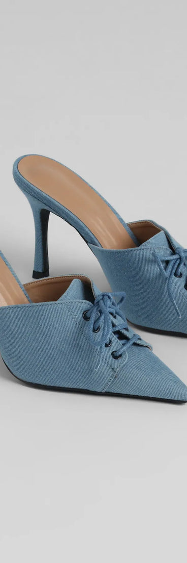 The Real Showstopper Denim Stiletto Pumps