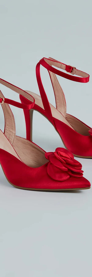 Sleek Charm Satin Rosette Stiletto Pumps