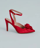 Sleek Charm Satin Rosette Stiletto Pumps