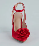 Sleek Charm Satin Rosette Stiletto Pumps