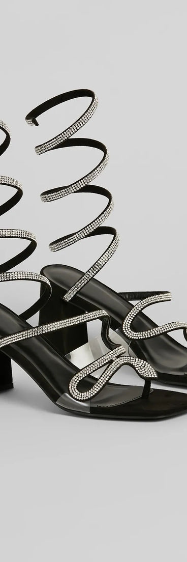 Slay The Scene Snake Strap Block Heels