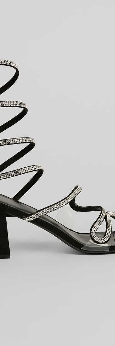 Slay The Scene Snake Strap Block Heels