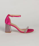 Eye-Catching Flair Rhinestone Satin Block Heels